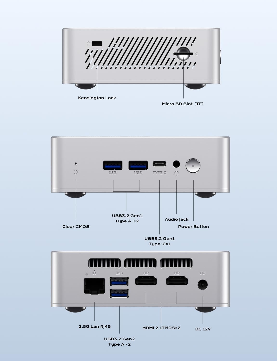 MINISFORUM UN150P Mini PC, N150 4C/4T Processor up to 3.6GHz, 16GB